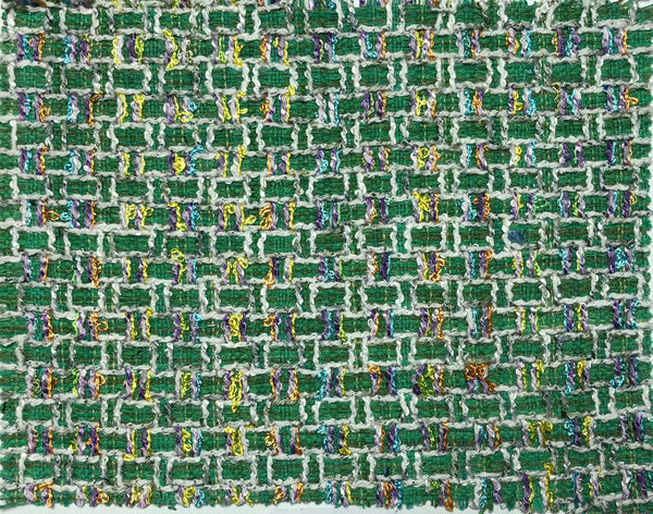 Boucle Fabric Emerald Green Multicolour Tweed 1.6 yd - buklefabrics