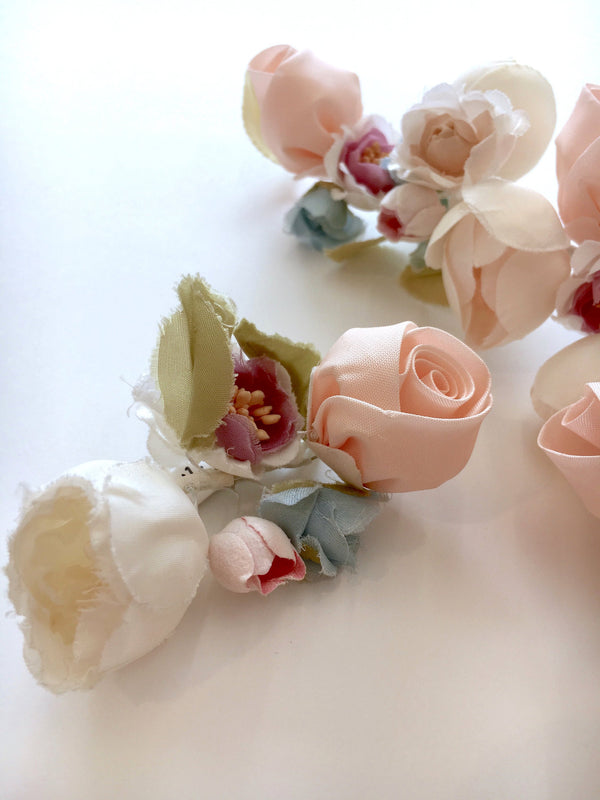 Silk Flower Wedding Dress Accessory Corsage Brooch Millinery Hair Pin - buklefabrics