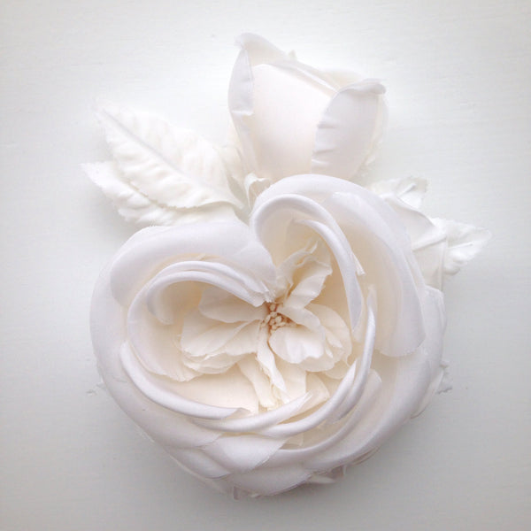 Bridal Hair Flower Hair Pin Silk Flower Bridal Dress Flower Wedding Dress Flower Silk Flower Corsage Bridal Hair Headpiece Silk Rose Flower - buklefabrics