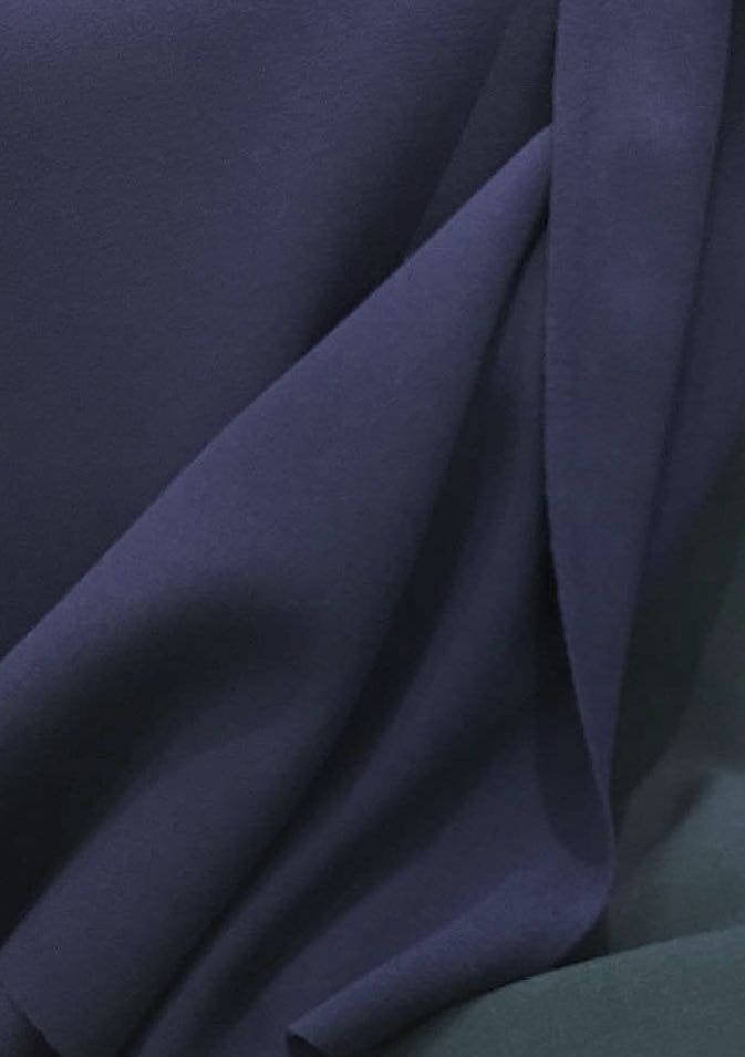 WOOL Double crepe fabric navy blue stretch dressmaking material - buklefabrics