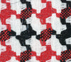 BOUCLE tweed fabric houndstooth check red white black jacket length 1.6 Yard - buklefabrics