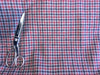 100% WOOL Coat Fabric Blue Grey Red, Gingham Check, Plaid, Soft Italian Material, by 1/2 yard - buklefabrics