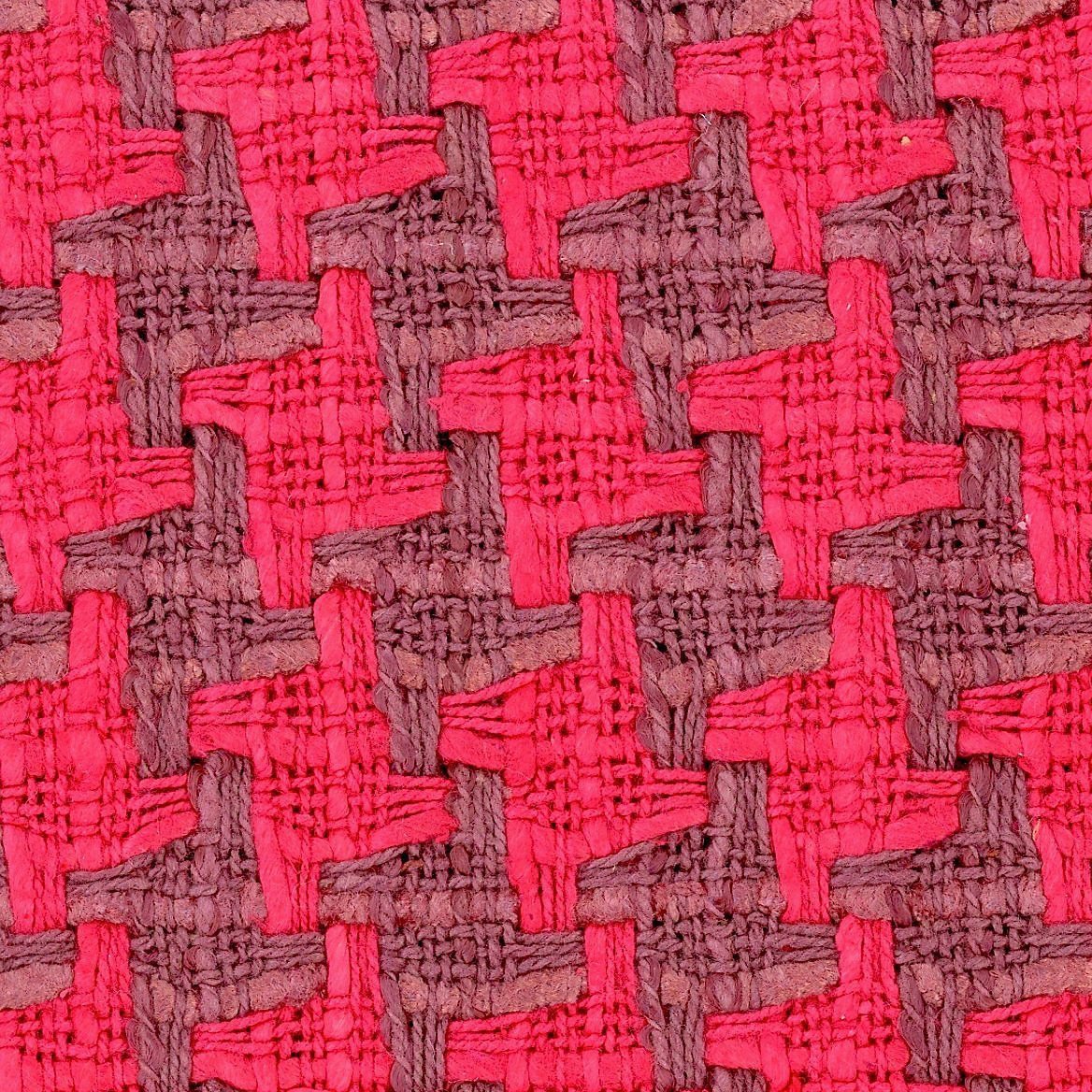 Large Houndstooth Boucle Tweed Fabric Raspberry Red and Mauve 1.6 yard - buklefabrics