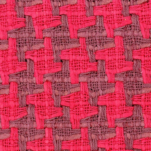 Large Houndstooth Boucle Tweed Fabric Raspberry Red and Mauve 1.6 yard - buklefabrics