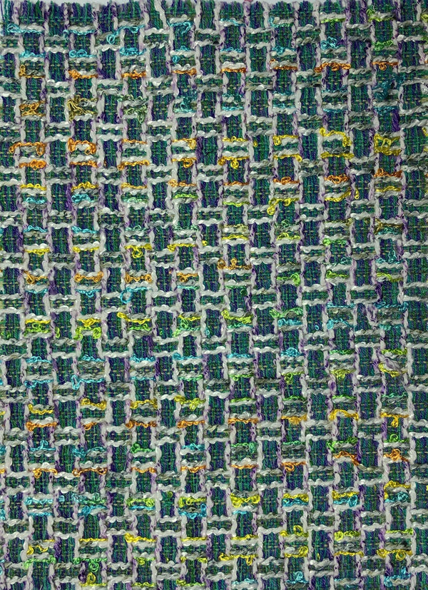 Boucle Fabric Green White Multicolor Tweed 1.6 yd - buklefabrics