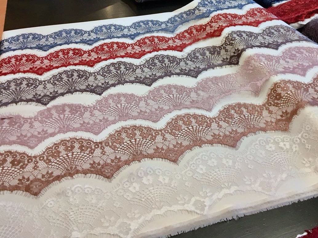 Eyelash Chantilly Lace trim dusty pink french cord dress trimming - buklefabrics