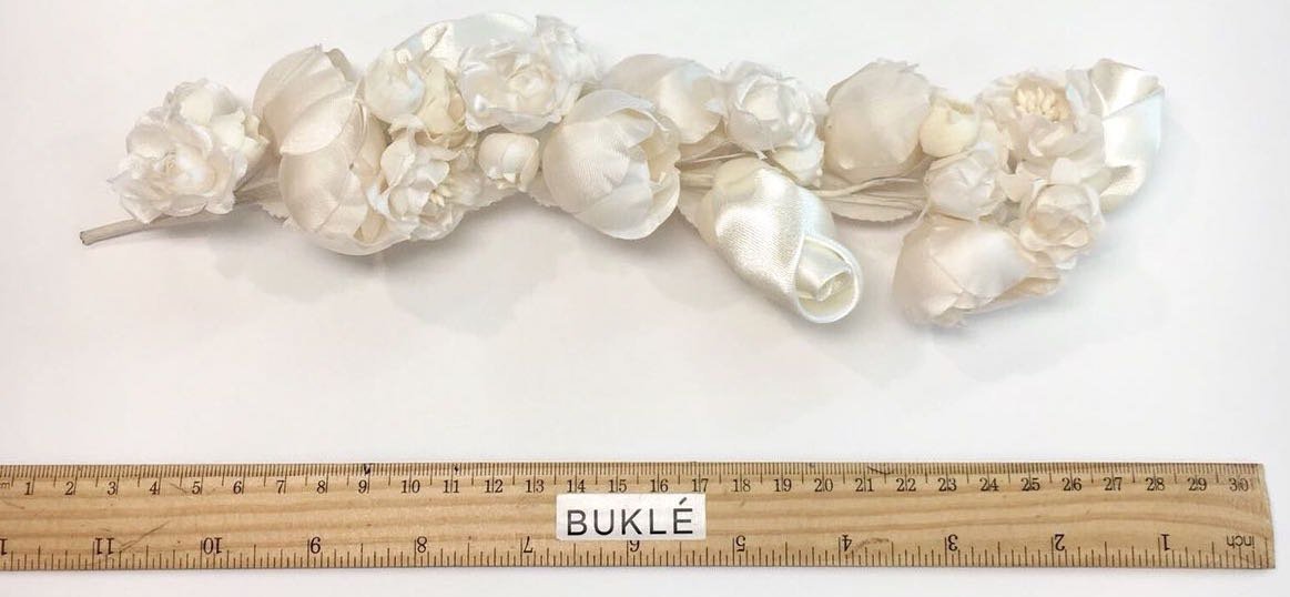 SILK flower sash bridal wedding dress accessory white millinery brooch - buklefabrics