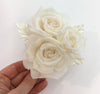 SILK Hair flower white bridal wedding dress accessory millinery brooch - buklefabrics