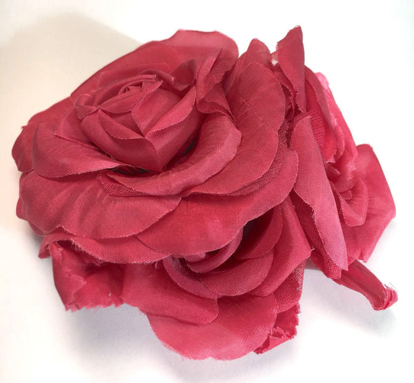 Millinery Red SILK Flower Brooch Wedding Dress Accessory Bridal Hair Pins - buklefabrics