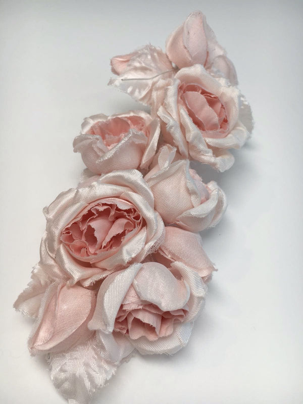 Wedding Dress SILK flower sash bridal accessory dusty pink millinery brooch - buklefabrics