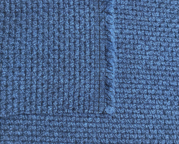 Boucle Fabric Blue Textured Wool Cotton Tweed - buklefabrics