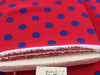 Red Silk fabric blue polka dot printed 100% silk for dress - buklefabrics