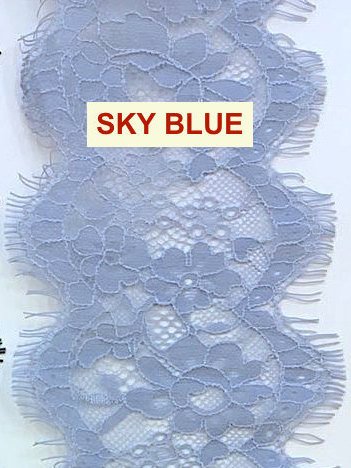 Eyelash Chantilly french lace trim SKY BLUE cord dress trimming - buklefabrics