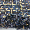 Plaid Check Boucle Tweed Fabric Cotton in Blue Ivory - buklefabrics