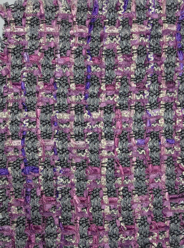 Boucle Fabric Lilac Grey Purple Multicolor Tweed 1.6 yd - buklefabrics