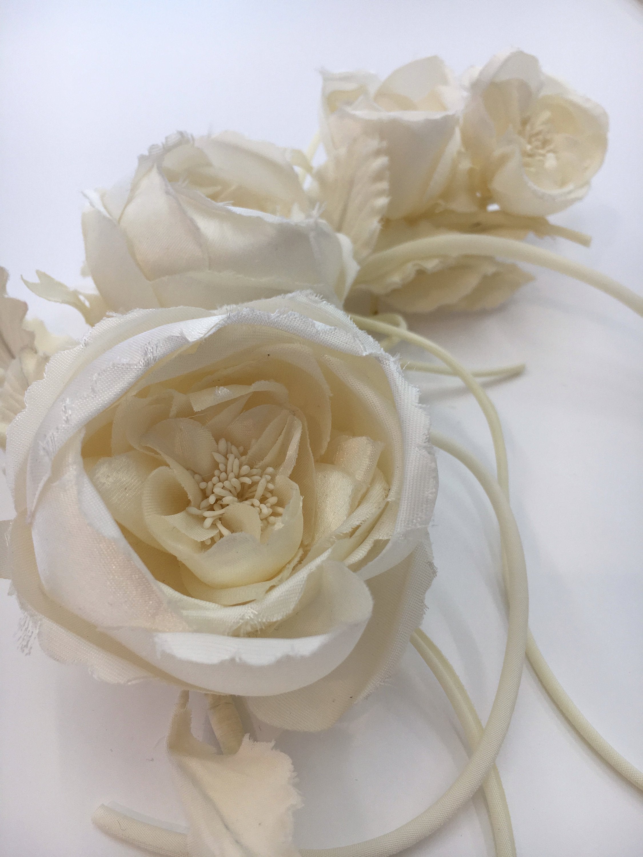 Wedding Dress Accessory Silk Corsage Flower Bridal Hair Pin Millinery Brooch - buklefabrics