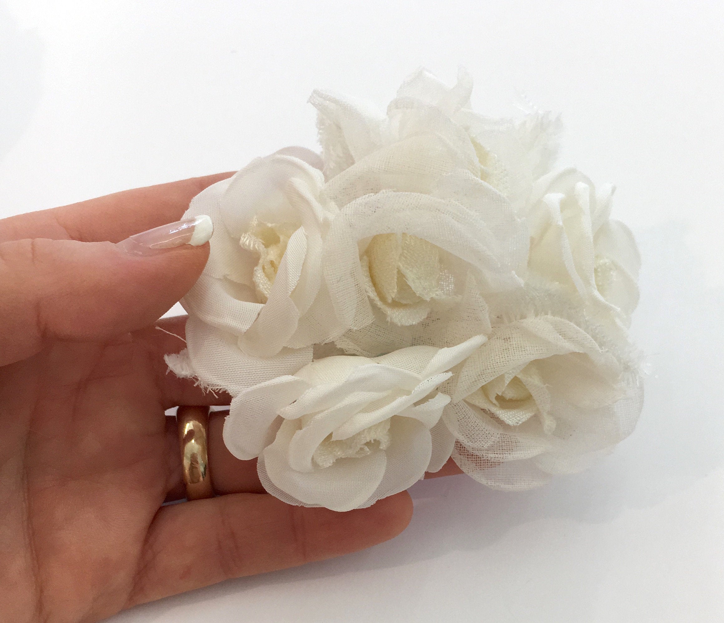 Wedding Dress Bridal SILK Flower Accessory Millinery Hair Pins Brooch Sash - buklefabrics