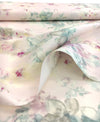 SILK LINEN Fabric Floral Print Beige with Pink Flowers - buklefabrics