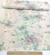 SILK LINEN Fabric Floral Print Beige with Pink Flowers - buklefabrics