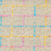 BOUCLE tweed fabric textured beige with multicolour check pattern 1.6 Yard - buklefabrics