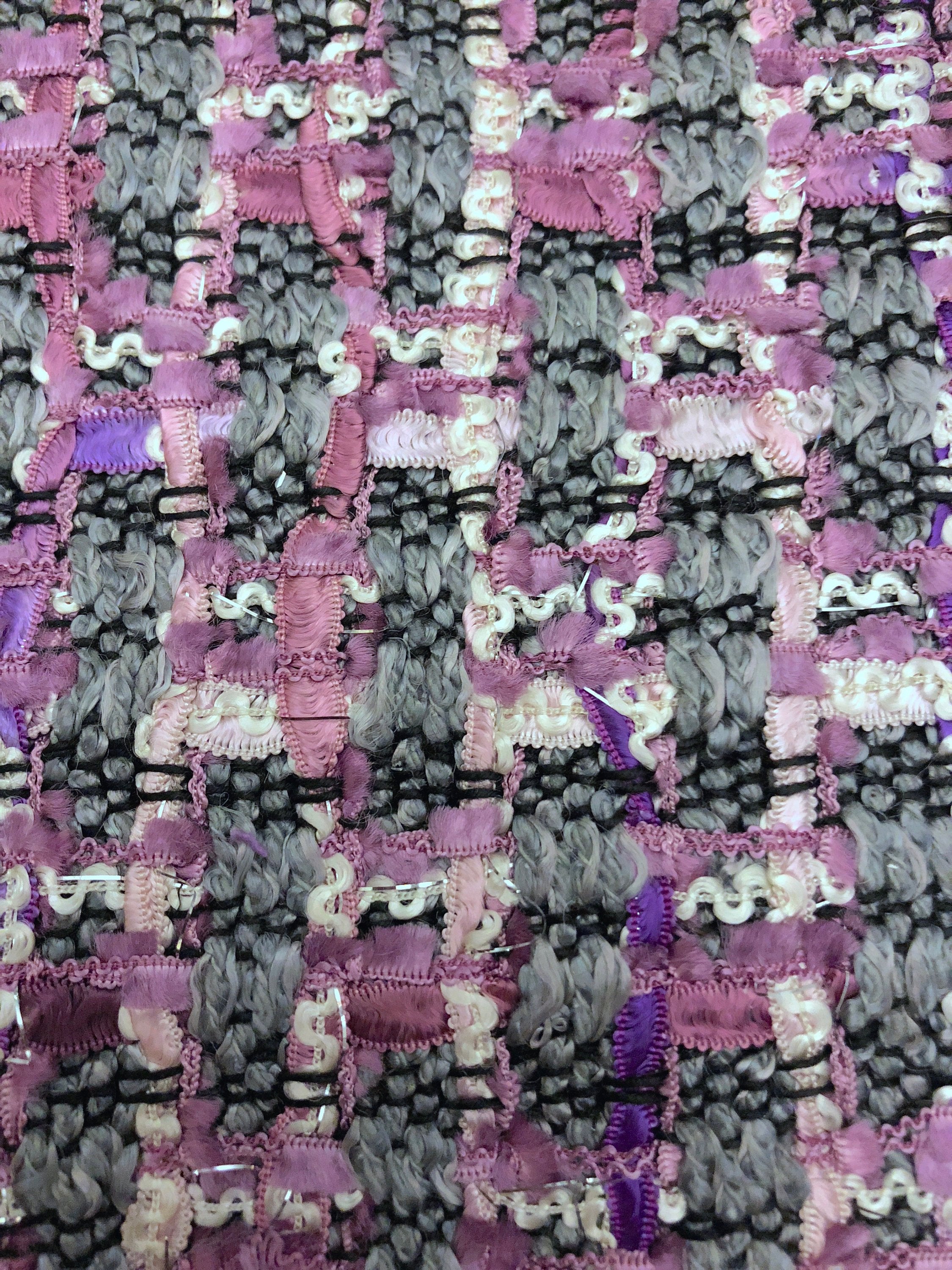 Boucle Tweed Fabric Lilac Gray Purple Multicolor - buklefabrics