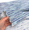 Boucle tweed fabric blue and white striped cotton suit material - buklefabrics