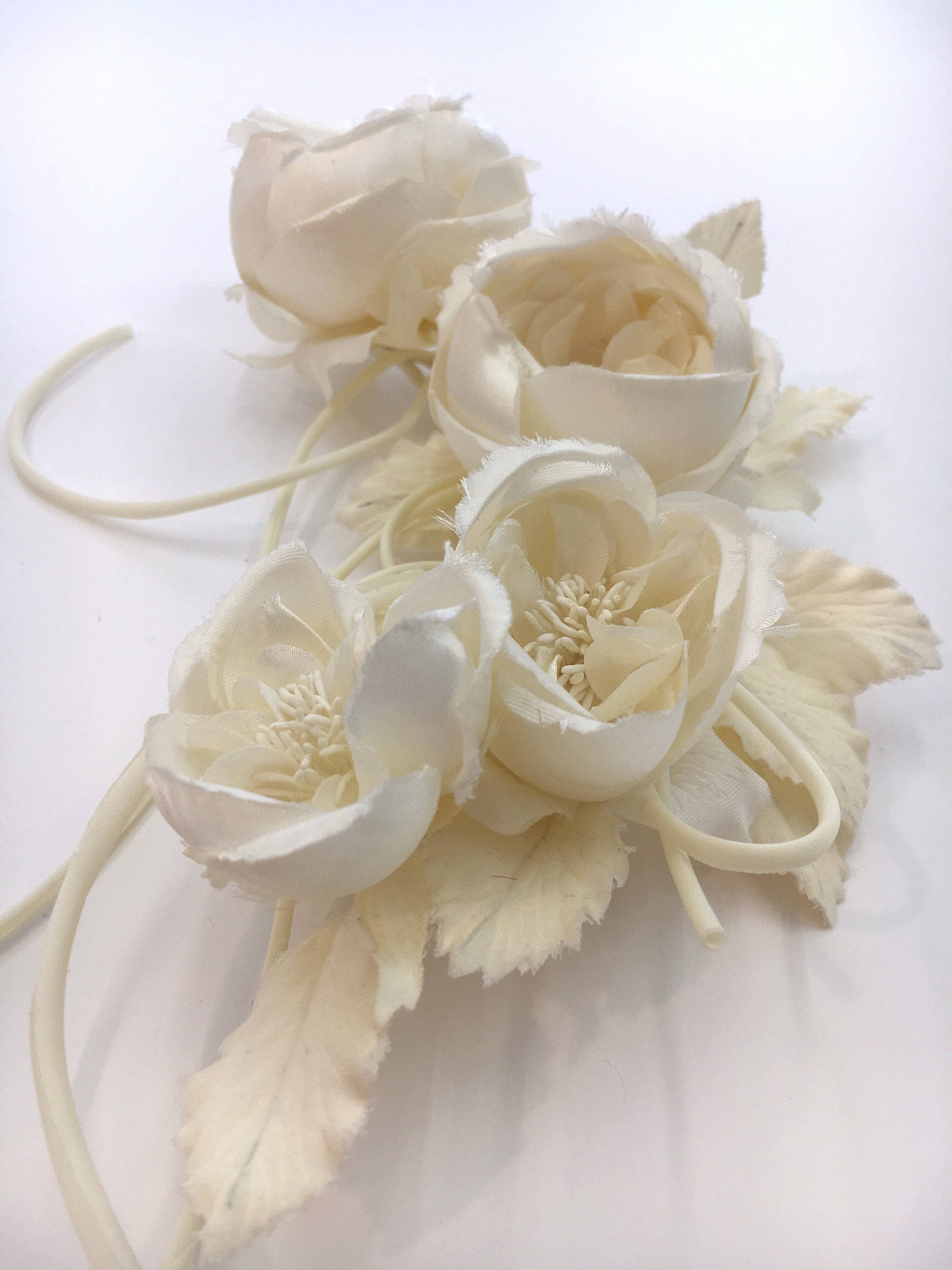 Wedding Dress Accessory Silk Corsage Flower Bridal Hair Pin Millinery Brooch - buklefabrics