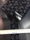 Black Beaded 3d lace mesh trim with flowers and rhinestones - buklefabrics