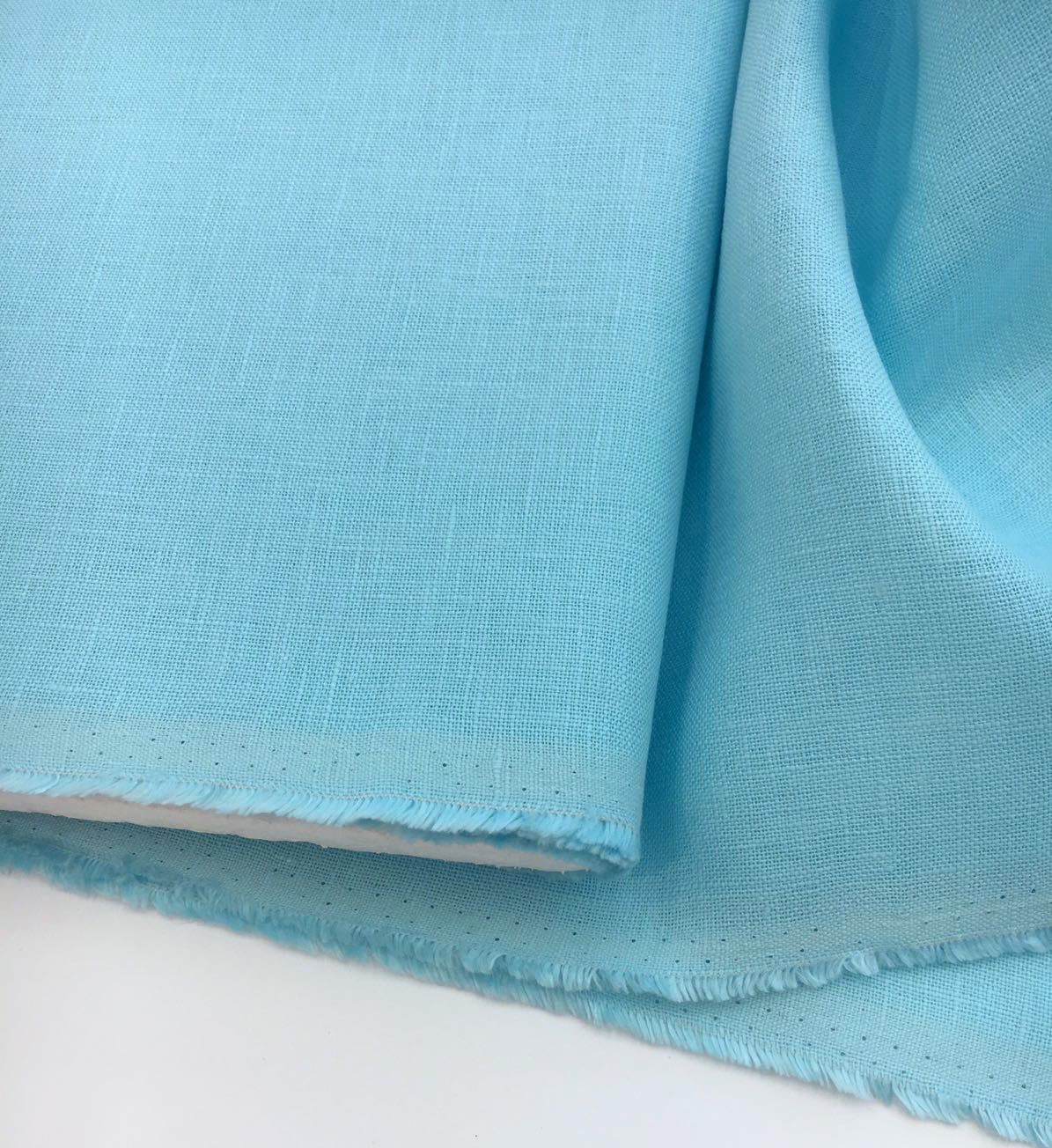 100% IRISH Linen Fabric Turquoise Blue Flax Dress Shirt Material - buklefabrics