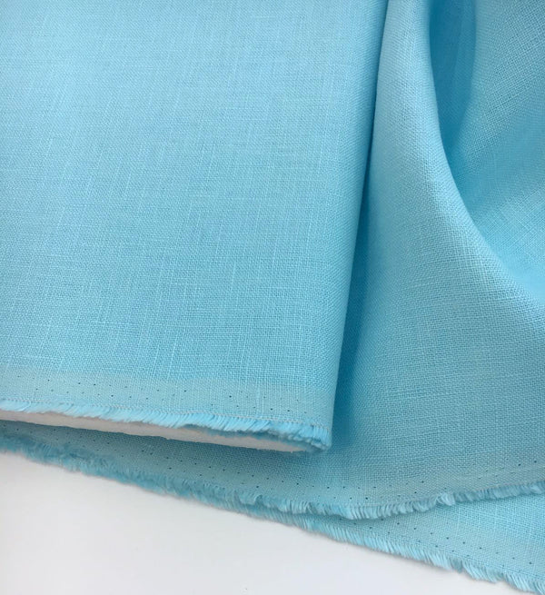 100% IRISH Linen Fabric Turquoise Blue Flax Dress Shirt Material - buklefabrics