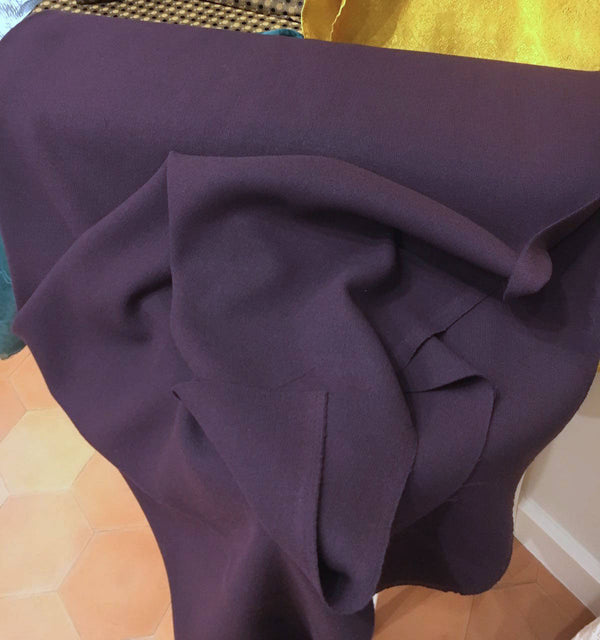 100% WOOL double crepe fabric suit coat dress material plum purple - buklefabrics