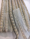 White Lace Trim 3d Beaded Embroidered Iridescent - buklefabrics