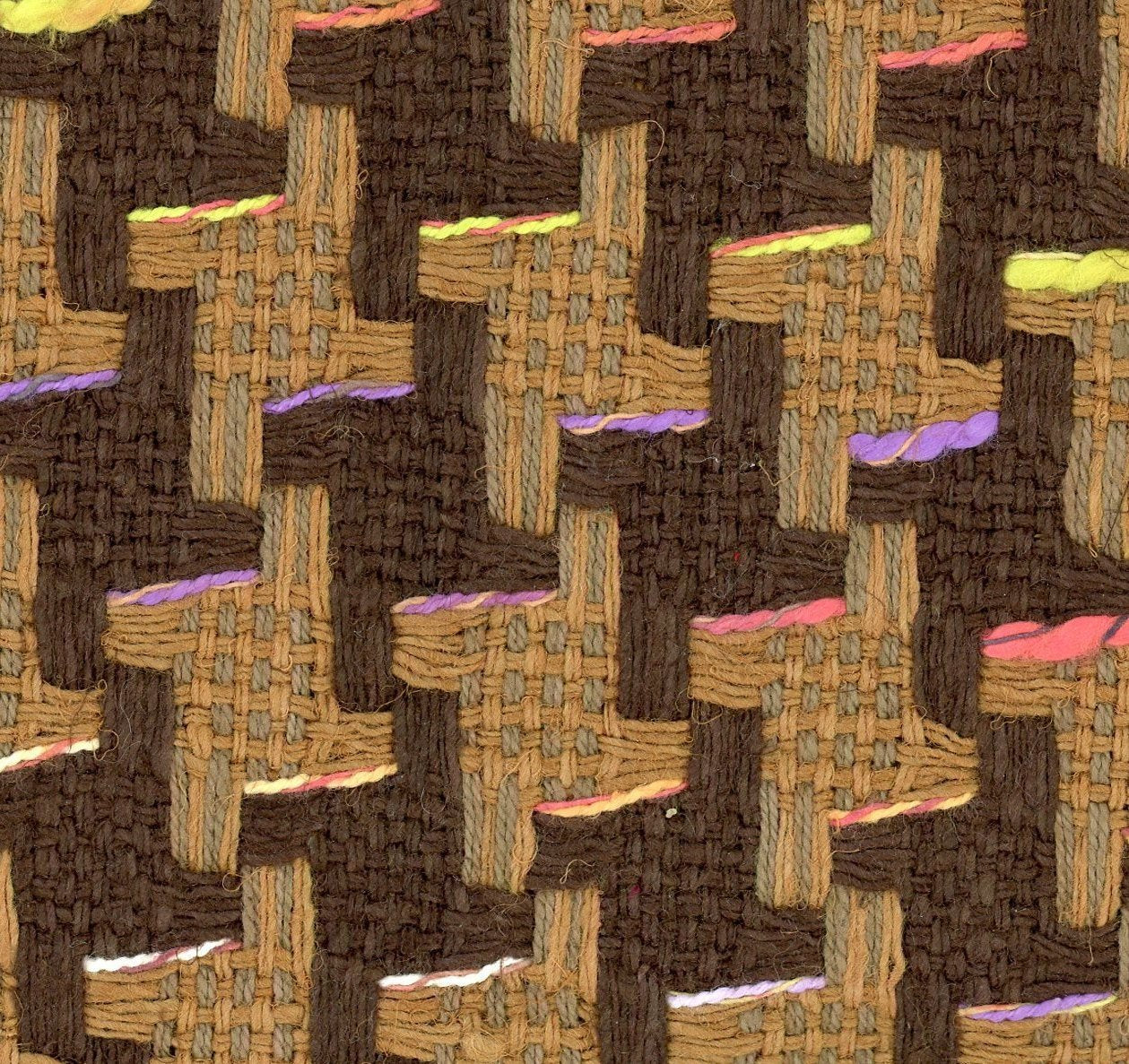 Boucle Fabric Silk- Cotton Tweed in Brown Beige Houndstooth 1.6yd - buklefabrics