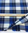 Plaid Check Fabric, COTTON Material in Blue White, Tartan Check Pattern, Italian Quality Cloth for Sewing - buklefabrics