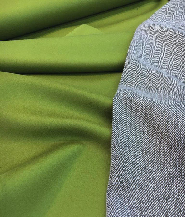 Pure CASHMERE Wool Fabric Green Winter Coat Italian Material - buklefabrics