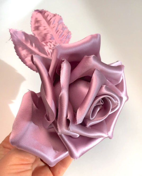 Silk rose flower dusty pink bridal brooch boutonniere - buklefabrics