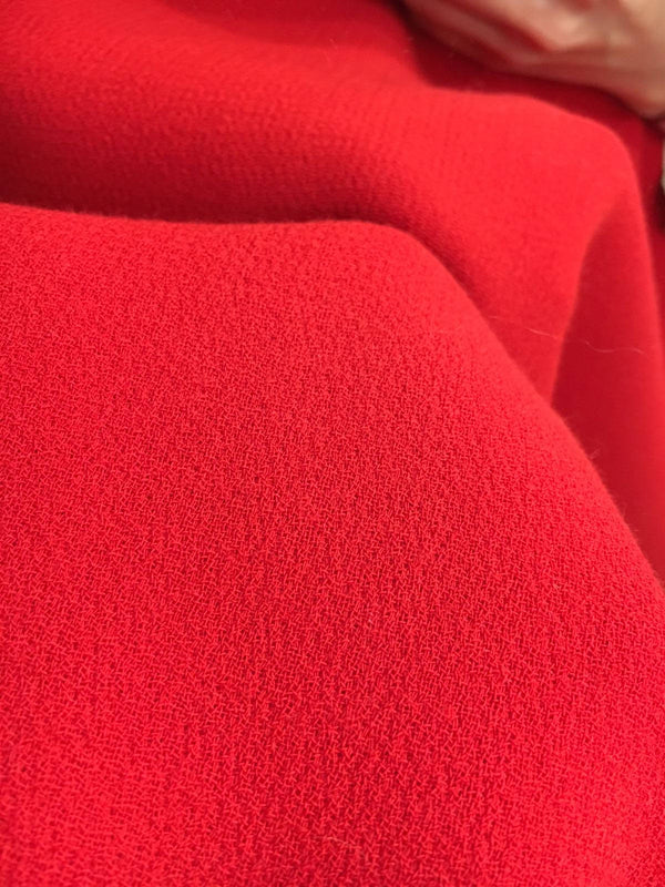 Red WOOL crepe fabric stretch Italian quality material in 1.6 Yard jacket length - buklefabrics