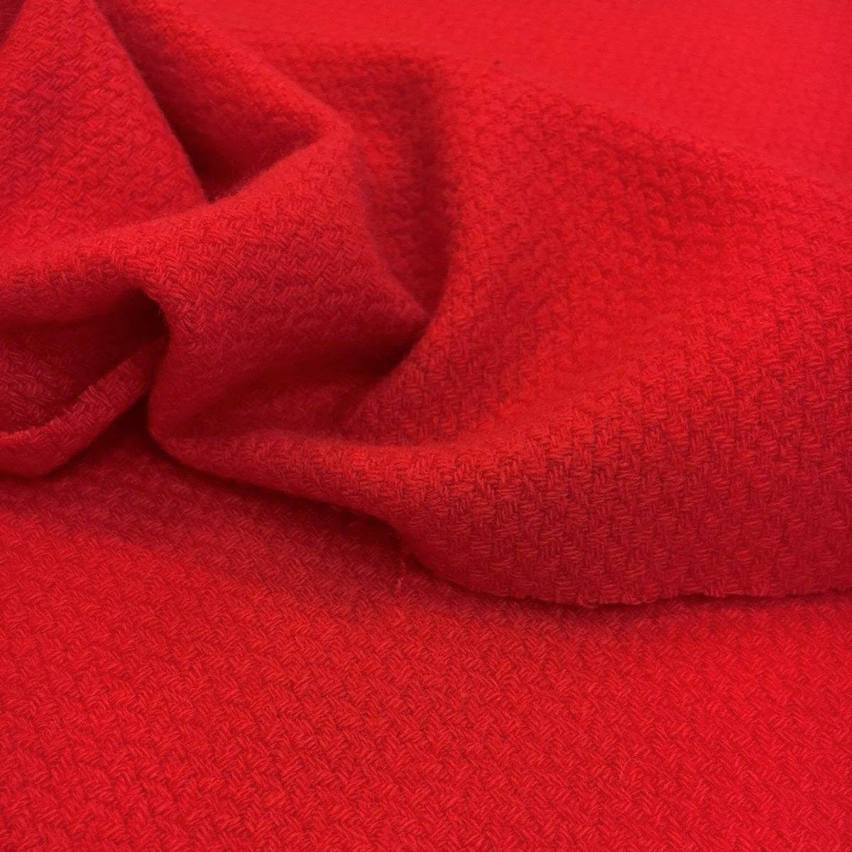 Red Boucle Wool Fabric by UNGARO Textured Overcoat Tweed - buklefabrics