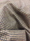 100% WOOL fabric gingham check houndstooth TWEED in beige brown - buklefabrics