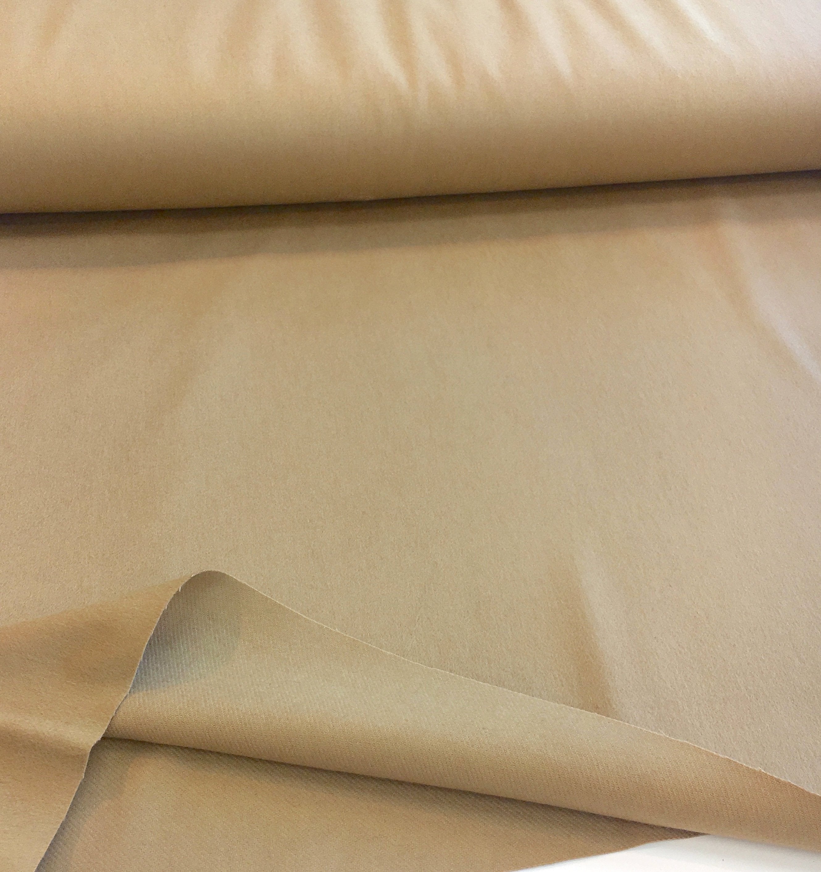 Beige Virgin Wool Blend Fabric Winter Coating Material - buklefabrics