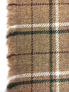 100% WOOL Tweed Fabric Brown Tartan Plaid Check - buklefabrics