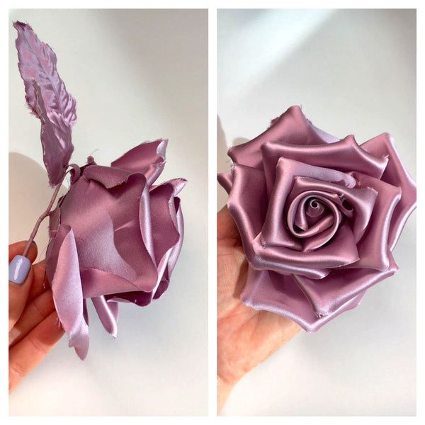 Silk rose flower dusty pink bridal brooch boutonniere - buklefabrics