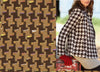 Boucle Fabric Silk- Cotton Tweed in Brown Beige Houndstooth 1.6yd - buklefabrics