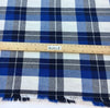 Plaid Check Fabric COTTON Material in Blue White Tartan Check Pattern Italian Quality Cloth for Sewing - buklefabrics