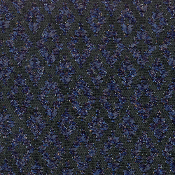 BOUCLE tweed fabric navy black geometric pattern dressmaking material 1.6 Yard - buklefabrics