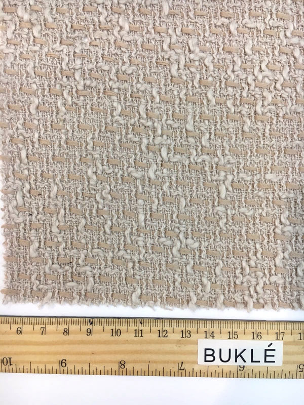 Boucle tweed fabric 100% cotton beige textured jacket material by 1.6 Yard - buklefabrics