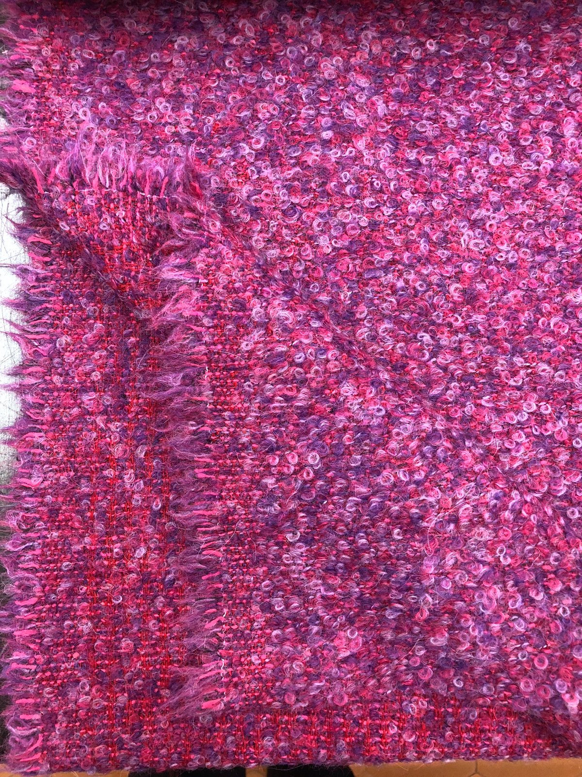 Boucle Tweed Fabric Textured Purple Lilac Soft 100% Wool - buklefabrics