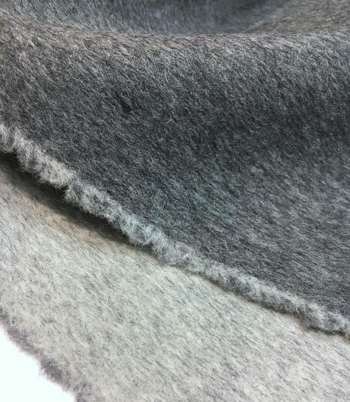 CASHMERE wool coat fabric fine double face grey sewing material - buklefabrics