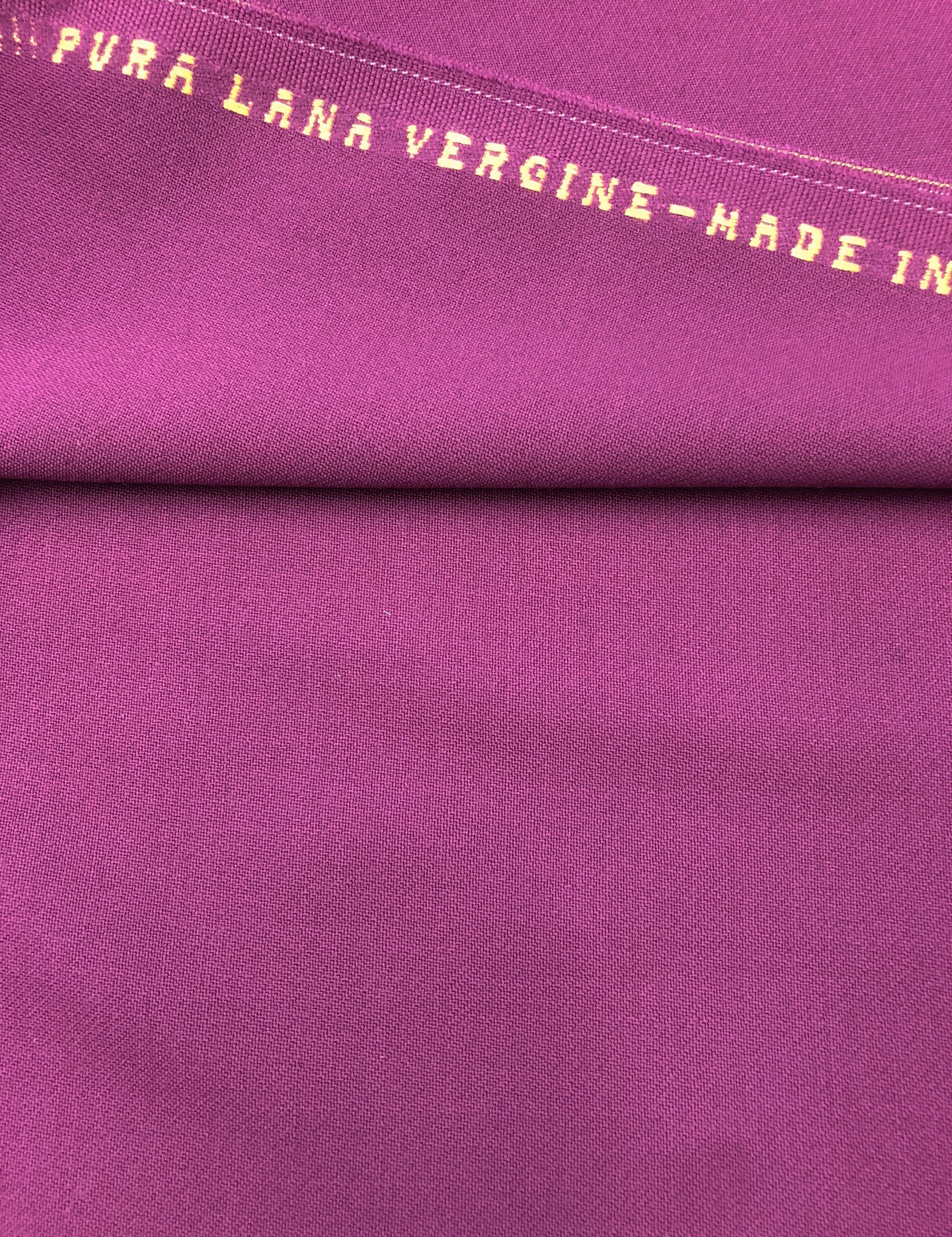 Plum Pink 100% Virgin Wool Fabric Italian Premium Material - buklefabrics