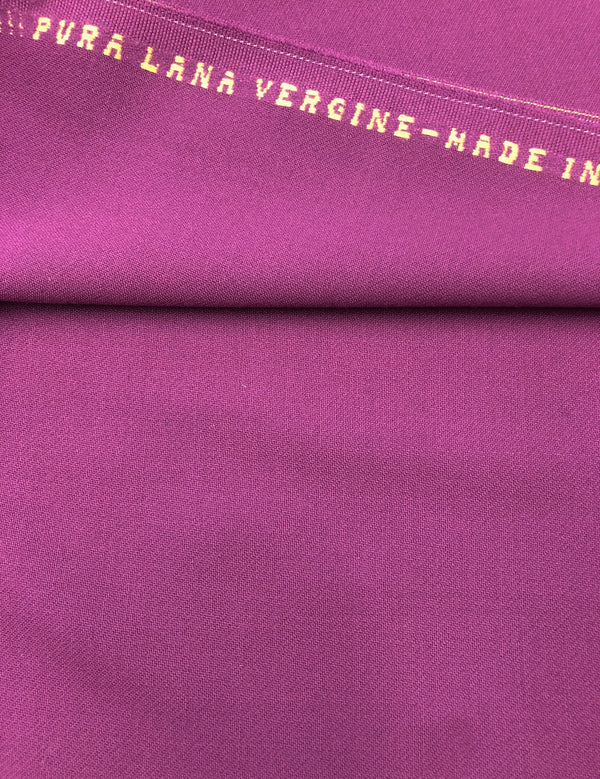 Plum Pink 100% Virgin Wool Fabric Italian Premium Material - buklefabrics